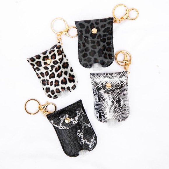 Metallic Black Snake Print Hand Sanitizer Keychain - Picture 2 of 4